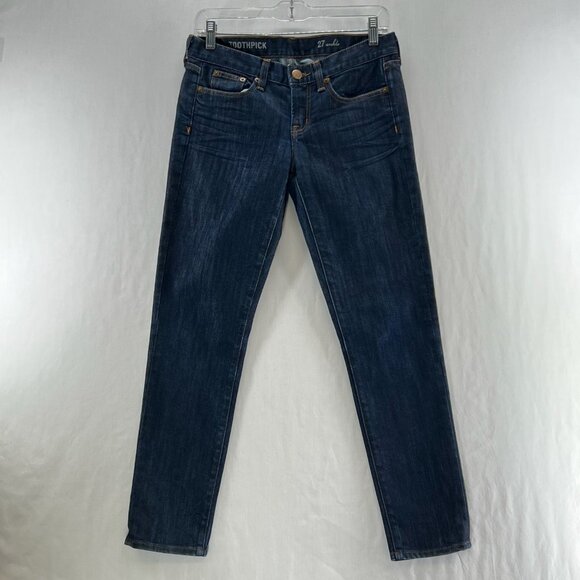 J.CREW Denim - J.Crew Toothpick Skinny Ankle Jeans Womens 27 Low Rise Stretch Denim Dark Wash
